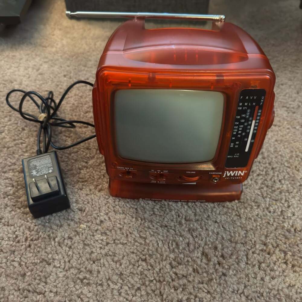 JWIN JV-tv1011 5" Black and White TV Radio Receiver Orange